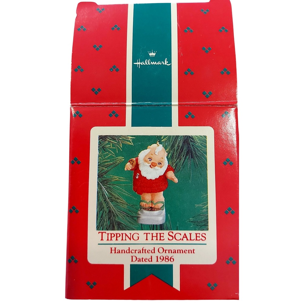 Vintage Hallmark Keepsake Ornament 1986 Tipping the Scales Santa on Scale